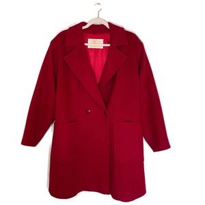 Vtg. Pendleton Womens Coat Sz 1X 16 Red Virgin Wool USA Overcoat Lined READ FLAW